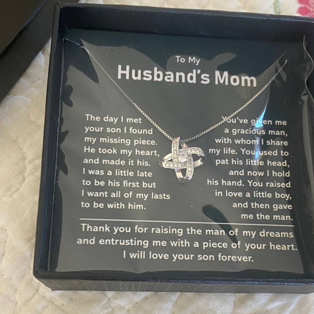 Knot Pendant Necklace for Husband's Mom - Silver